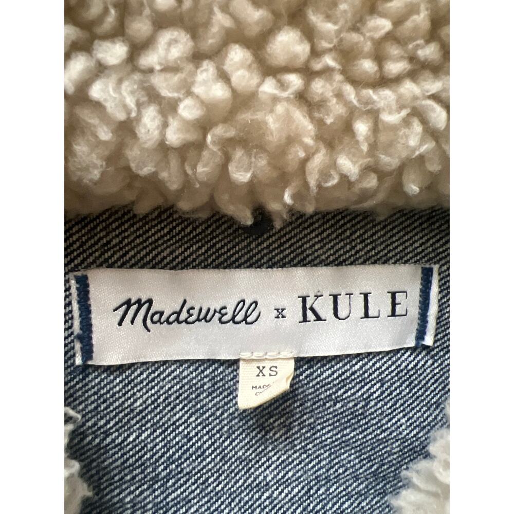 Madewell x Kule Sherpa Lined Collar Blue Kule Indigo Oversized Denim Jacket XS - Picture 4 of 9
